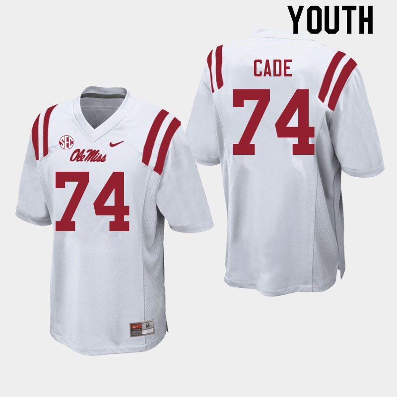 Youth #74 Erick Cade Ole Miss Rebels College Football Jerseys Sale-White